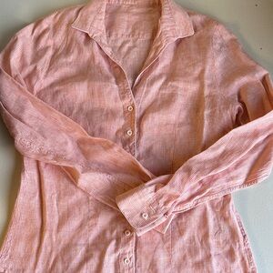 Orange and white Striped Button Down Shirt